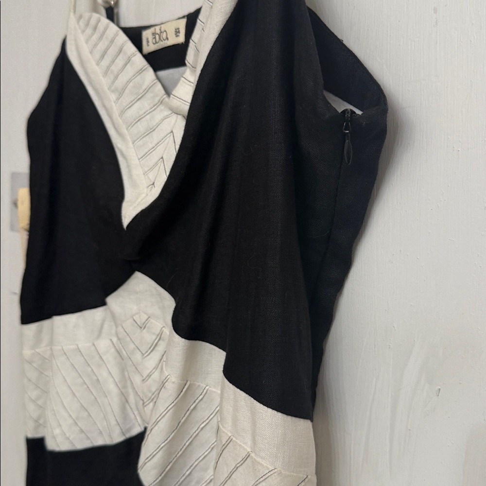 NEW Abito Designer Black & White Cotton Midi Dress Euro 34 / 8/10 - Picture 8 of 12